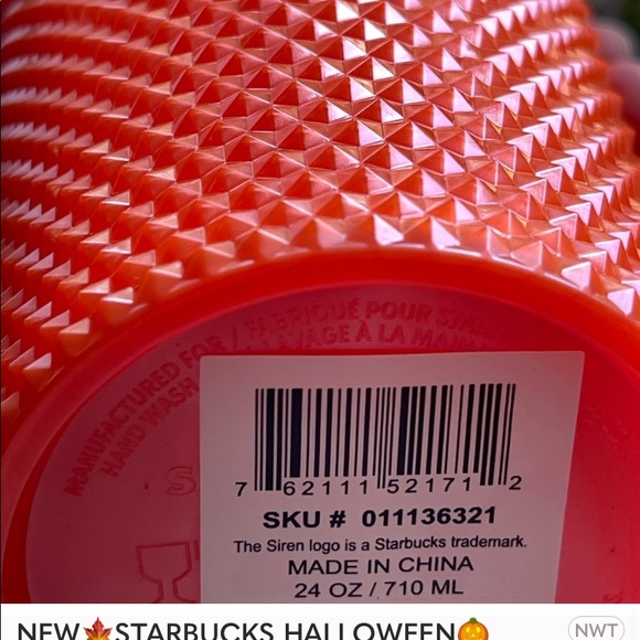 Starbucks Halloween Orange Studded Cup Pearlized Bling Tumbler 24oz Venti New - Picture 13 of 14